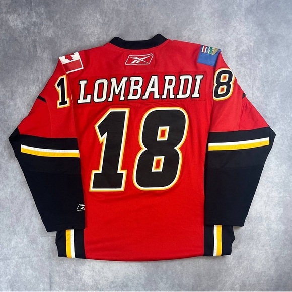 Calgary Flames RED NHL Jersey XL Reebok AB shoulder patch Matthew Lombardi #18 - Picture 2 of 4